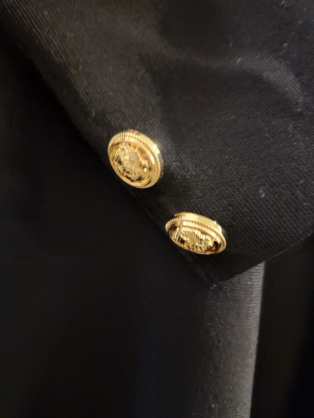 ALEEZA Paris Dolcetto Knit Blazer Dress Black Gold Buttons Large NWOT - Picture 3 of 6